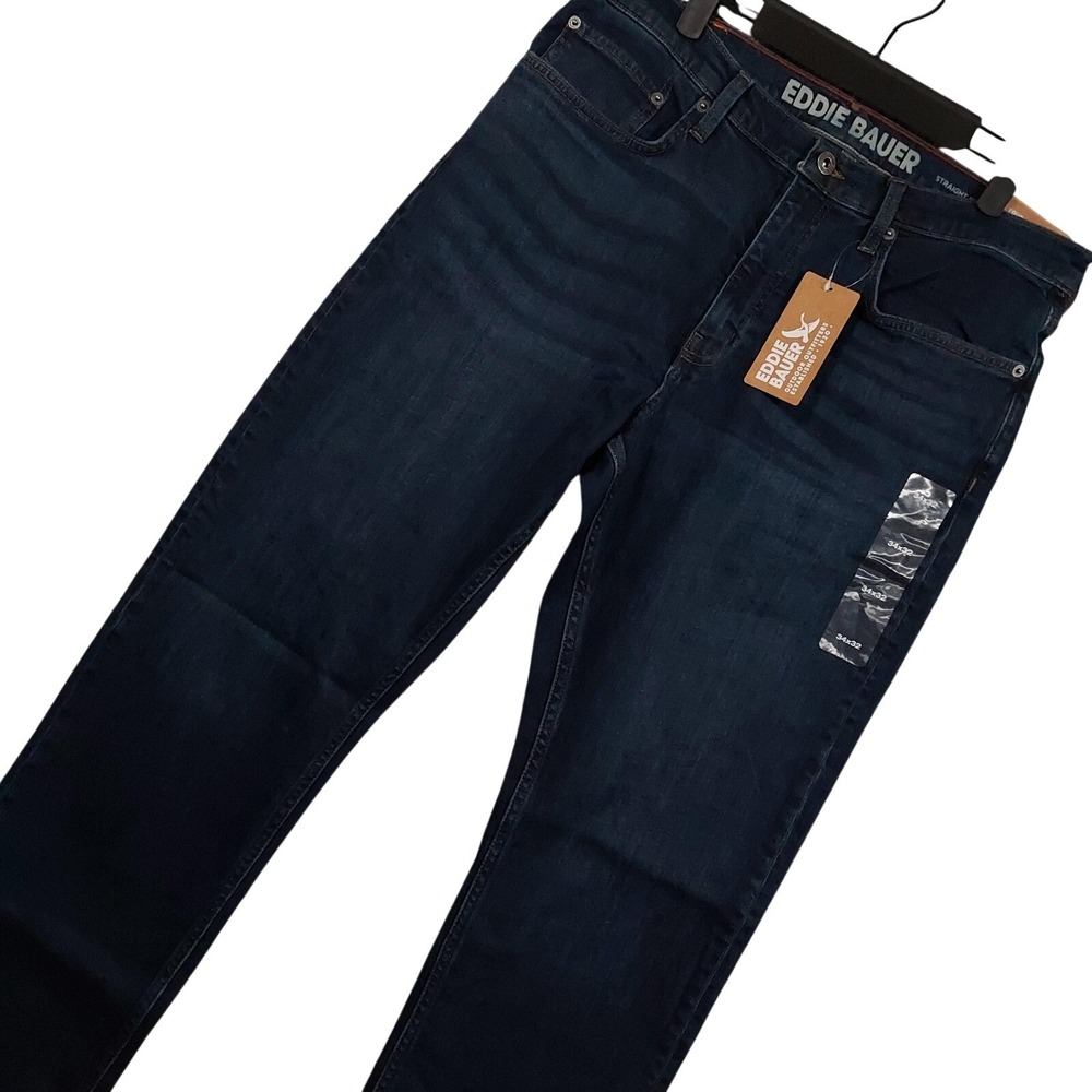 Eddie Bauer Mr Eddie's Flex Jeans Mens 34x32 Blue Dark Straight Denim Pants